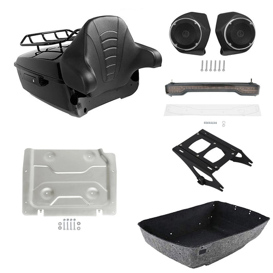 King Trunk Pad Mount Rack Tail Light Speakers Plate Fit For Harley Touring 14-26