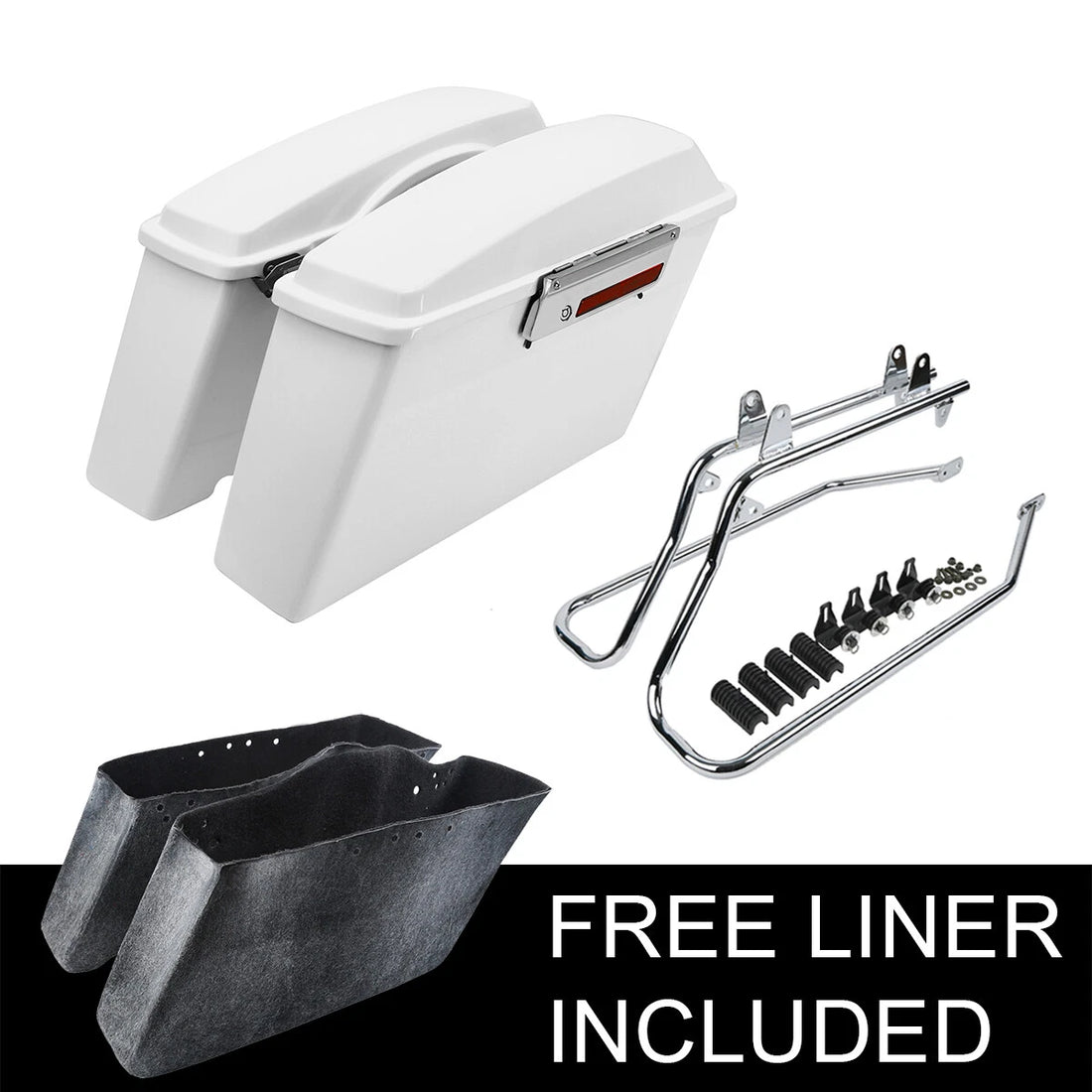 White Hard Saddlebags Conversion Bracket Fit For Harley Heritage Softail 84-2017