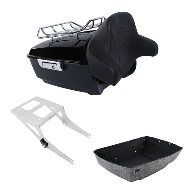 King Trunk Backrest Pad Rack Mount Fit For Harley Fatboy 2008-2017