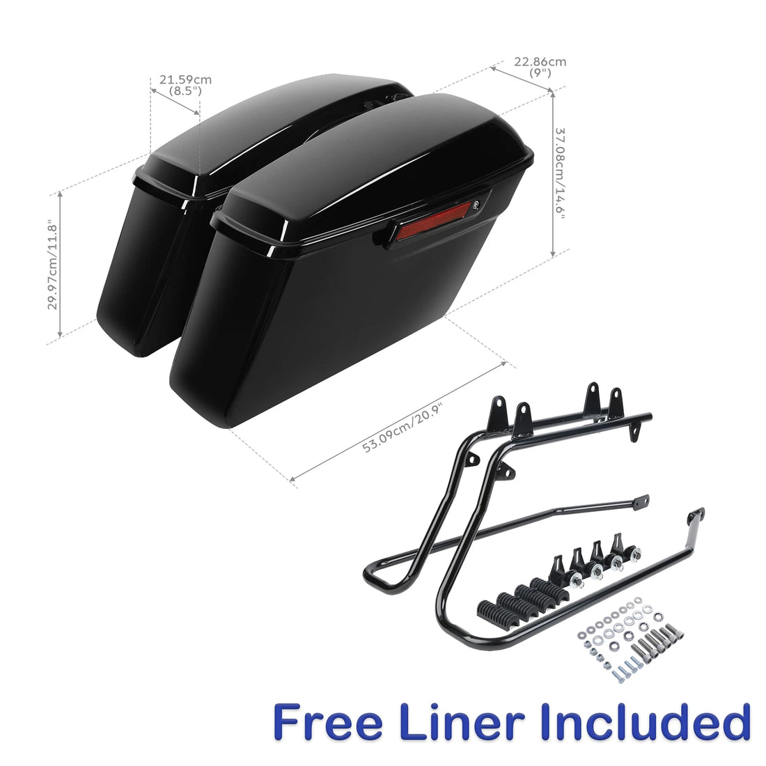 Black Hard Saddlebags & Conversion Kit Fit For Harley Softail Heritage 1984-2017