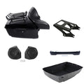 King Trunk Backrest Mount Rack Light Speakers Fit For Harley Touring 14-26 Black