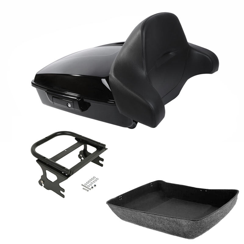 Chopped Trunk Backrest Pad Mount Rack Fit For Harley Touring Road King 97-2008