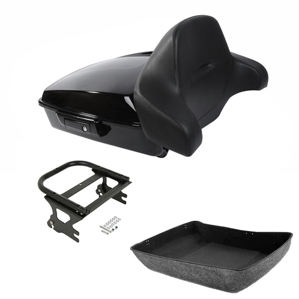 Chopped Trunk Backrest Pad Mount Rack Fit For Harley Touring Road King 97-2008