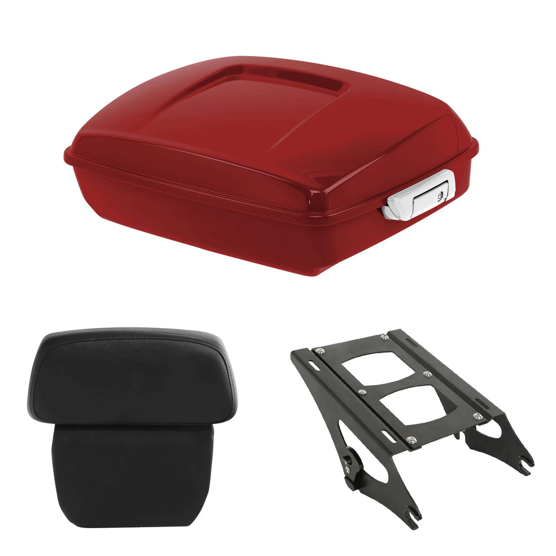 Chopped Trunk Backrest Mount Rack Fit For Harley Touring 14-Up Wicked Red Glossy