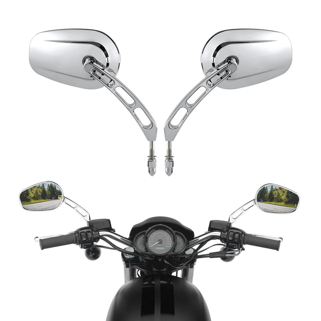 Chrome Rearview Mirrors For Harley Heritage Softail Deluxe Slim Fat Boy Breakout