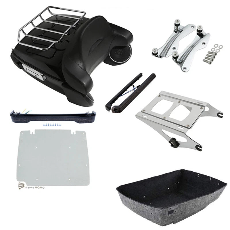 King Trunk Pad Luggage Rack LED Light Speaker Mount Fit For Harley Touring 14-26