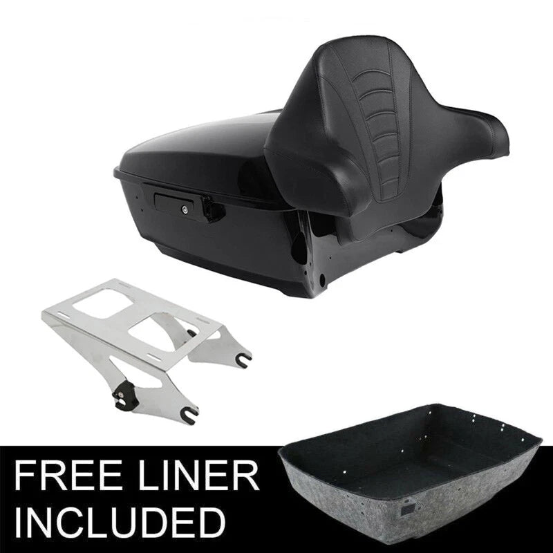 King Trunk Backrest Two Up Mount Rack Fit For Harley Street Glide Touring 14-26