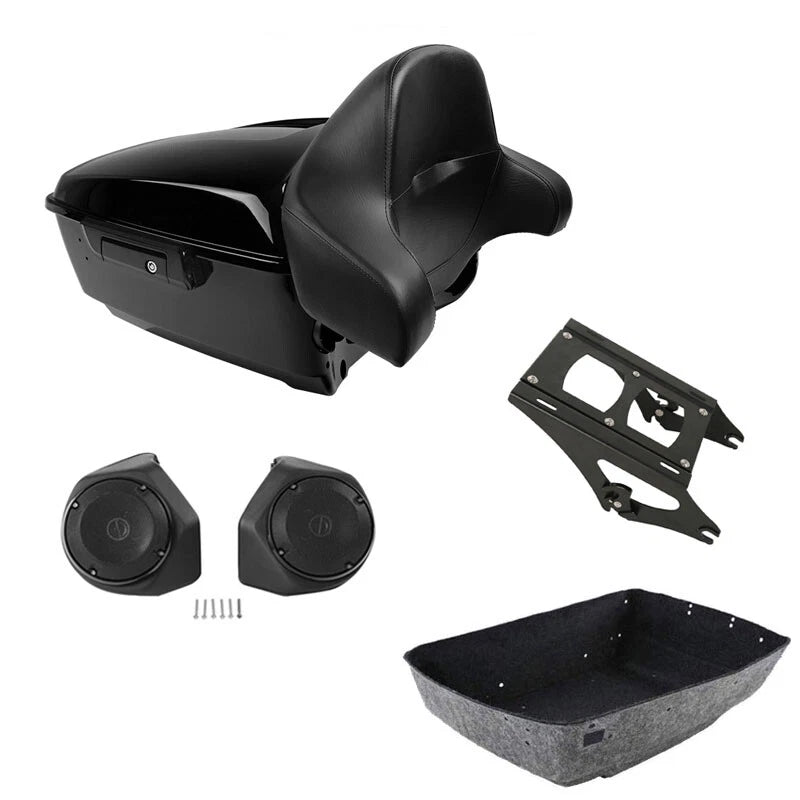 King Trunk Luggage Mount Rack Speakers Backrest Fit For Harley Touring 2014-2026