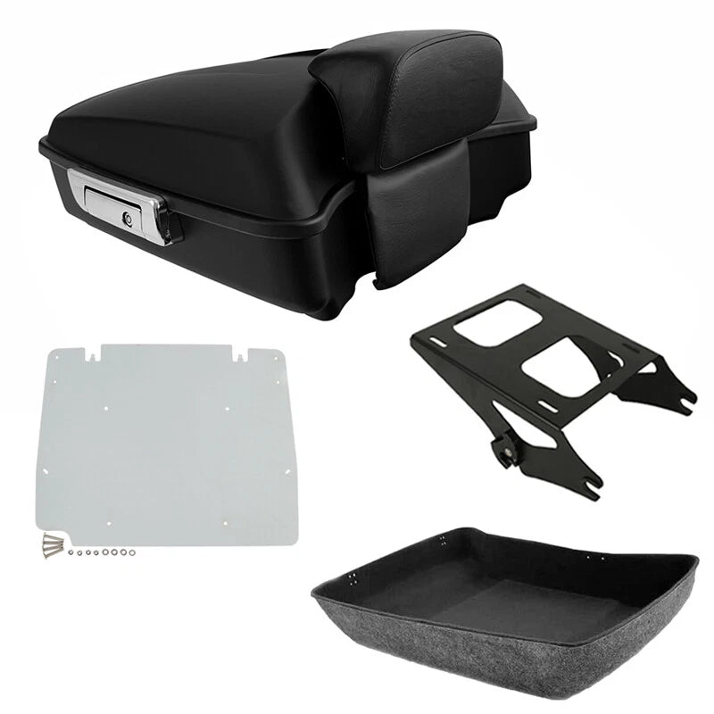 Matte Chopped Trunk Backrest Mount Plate Fit For Harley Road King Glide 14-2026