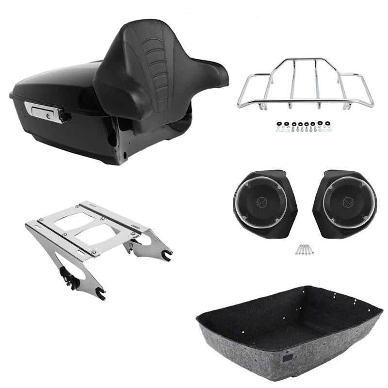 King Trunk Backrest Speakers Mount Rack Fit For Harley Electra Glide 14-Up
