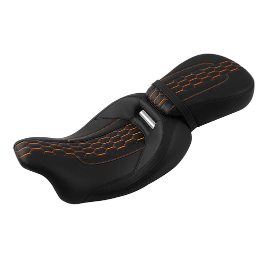 Black+Orange Driver Passenger Seat Fit For Harley Touring Street Glide 2009-2023