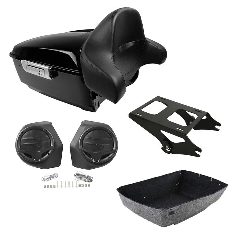 King Trunk Backrest Pad Speakers Mount Fit For Harley Electra Road Glide 2014-26