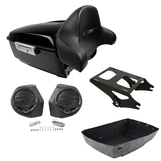 King Trunk Backrest Pad Speakers Mount Fit For Harley Electra Road Glide 2014-26