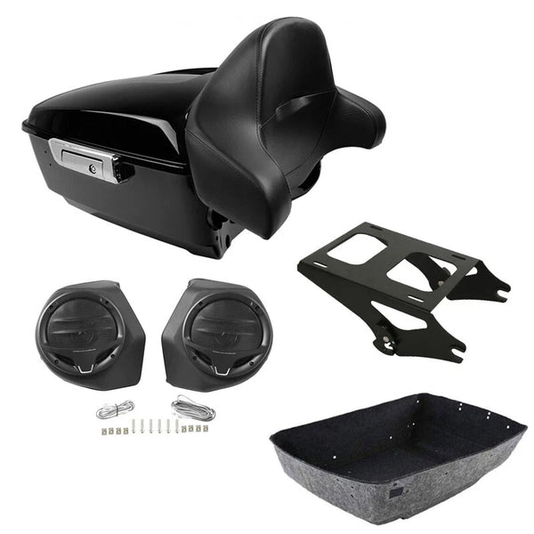 King Trunk Backrest Pad Speakers Mount Fit For Harley Electra Road Glide 2014-26