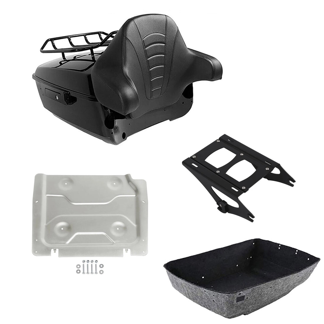 King Tour Trunk Backrest Pad Mount Rack Plate Fit For Harley Electra Glide 14-26