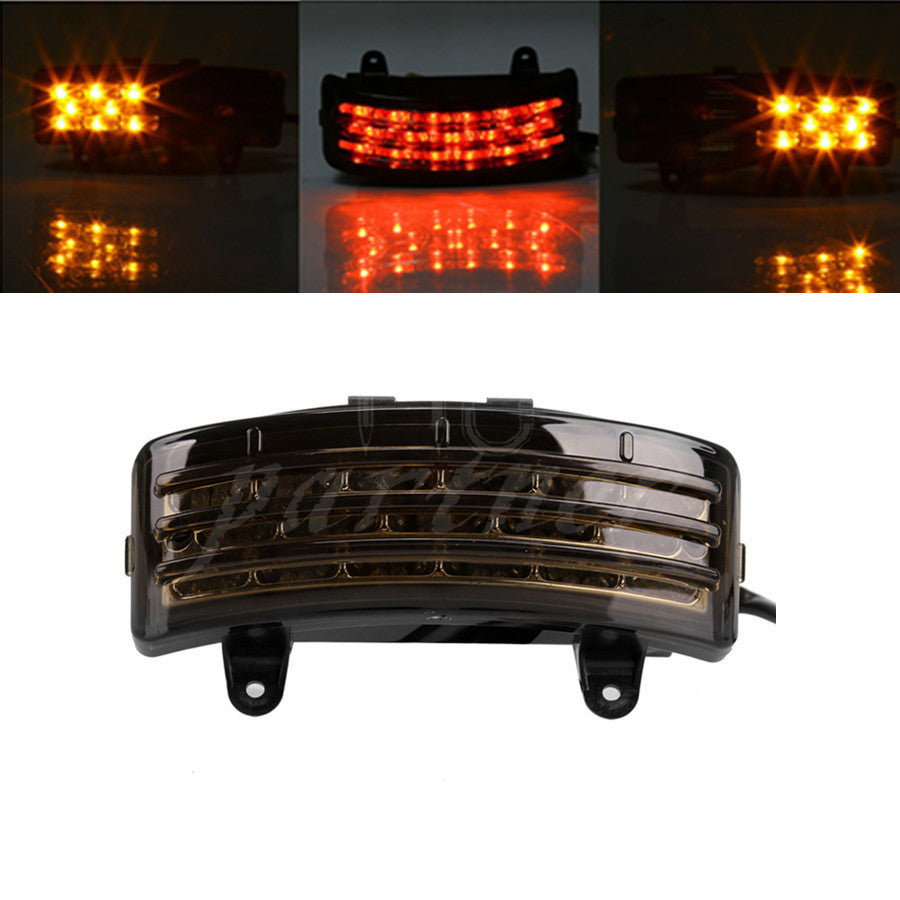 Smoke Tri-Bar Fender LED Tail Brake Signal Light For Harley Touring Street Glide