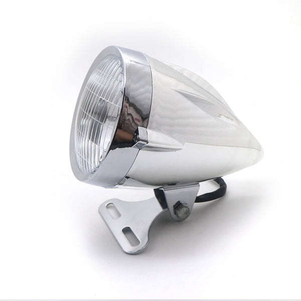 Motorcycle Chrome Bullet Retro Headlight For Honda Suzuki Yamaha Kawasaki Custom