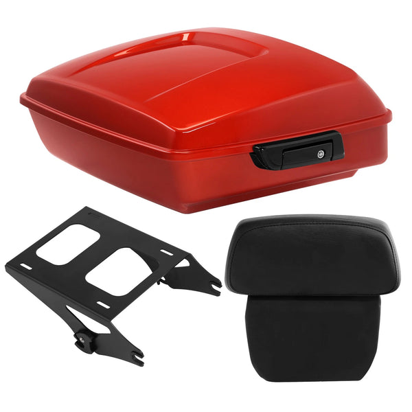 Chopped Trunk w/ Backrest & Mount Rack Fit For Harley Touring 14-25 Whiskey Fire