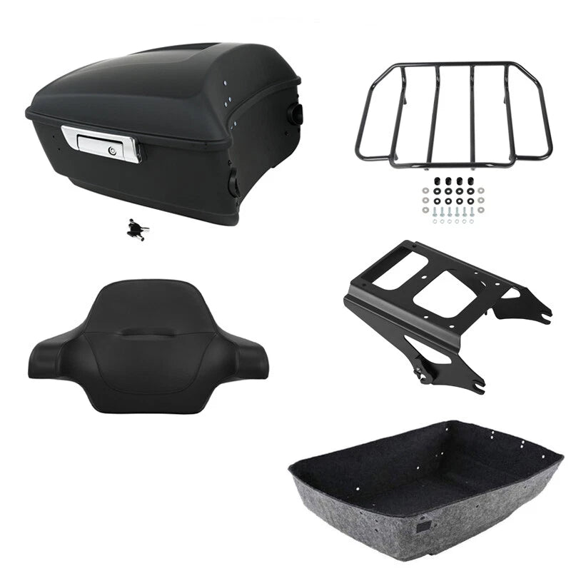Matte Black King Trunk Backrest Rack Mount Fit For Harley Touring 2009-2013