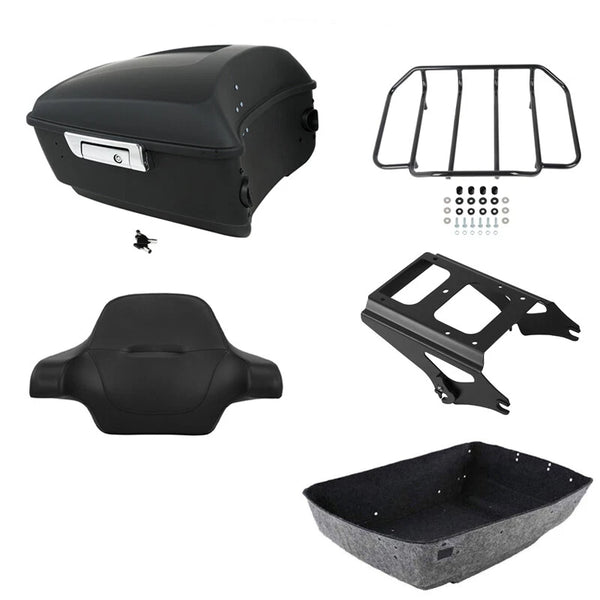 Matte Black King Trunk Backrest Rack Mount Fit For Harley Touring 2009-2013