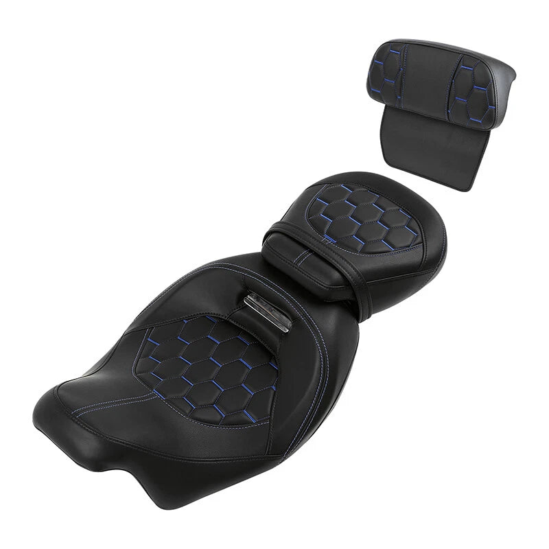 2-Up Driver Passenger Seat & Backrest Fit For Harley Touring Street Glide 14-23
