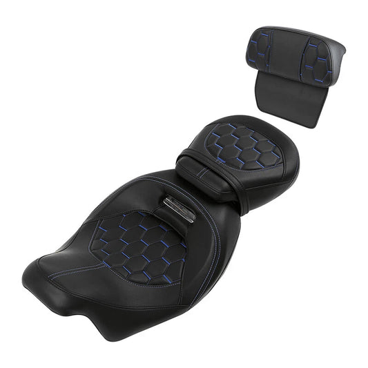 2-Up Driver Passenger Seat & Backrest Fit For Harley Touring Street Glide 14-23