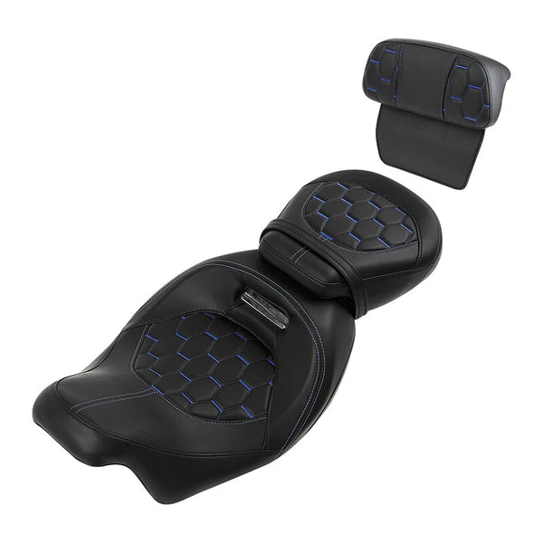 2-Up Driver Passenger Seat & Backrest Fit For Harley Touring Street Glide 14-23