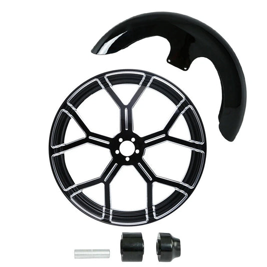 23" Front Wheel Rim Single Disc Hub Fender Fit For Harley Street Glide ABS 97-21