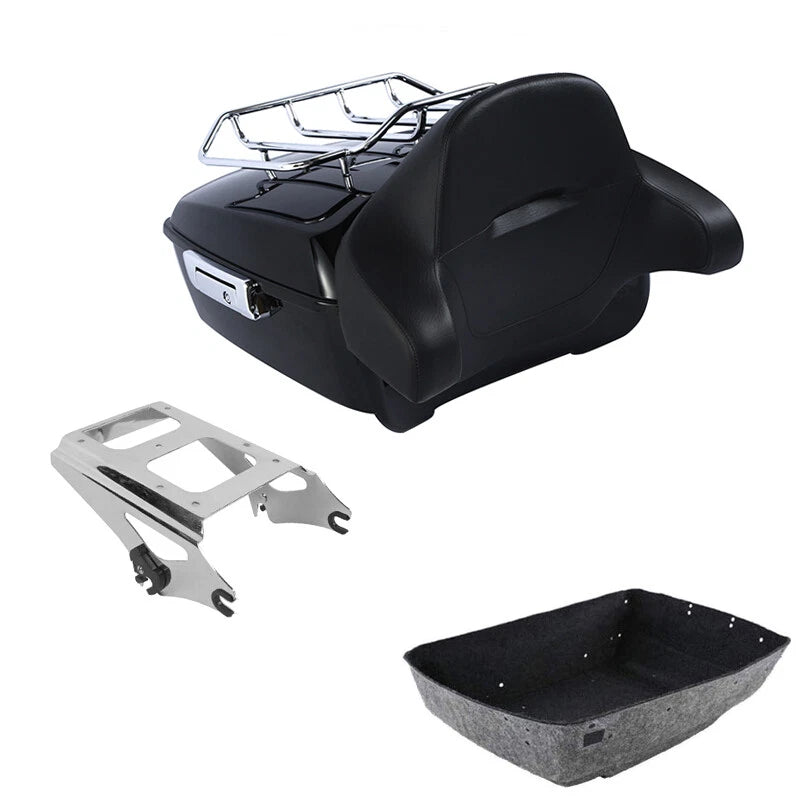 King Trunk Backrest Pad Rack Mount Fit For Harley Touring Models 2009-2013