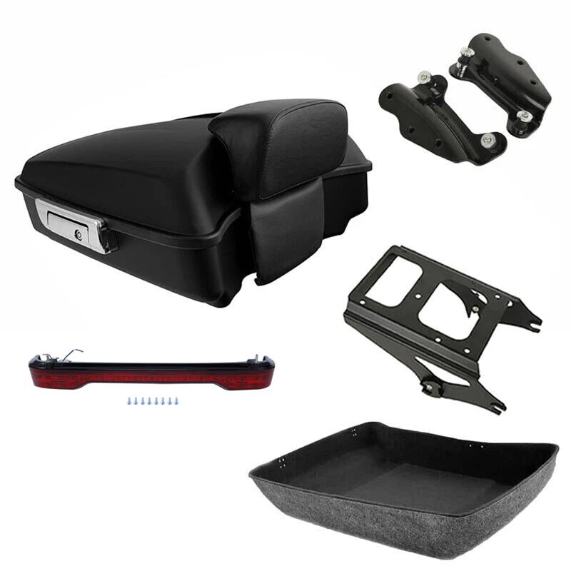 Chopped Trunk Pad Mount Rack Docking Light Fit For Harley Touring 2009-2013