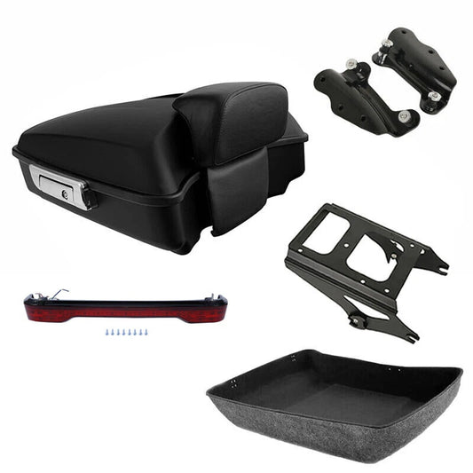 Chopped Trunk Pad Mount Rack Docking Light Fit For Harley Touring 2009-2013