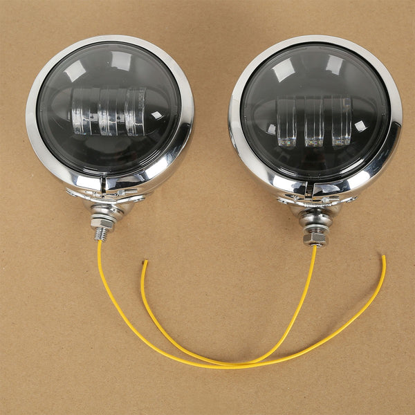 4-1/2" LED Auxiliary Spot Fog Passing Lights Lamp Housing Bucket Fit For Harley