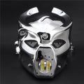 Chrome LED Skull Headlight With Mount Bracket For Harley Honda Yamaha Custom