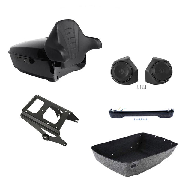King Trunk Backrest Mount Speakers Light Fit For Harley Road Glide 09-2013