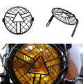 7" Black Retro Metal Grill Arrow Side Mount Headlight Mask Cover For CB400 CB500