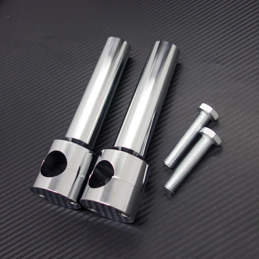 1'' Chrome Billet Round Handlebar Bar Risers Bars Mount Clamp For Harley Honda