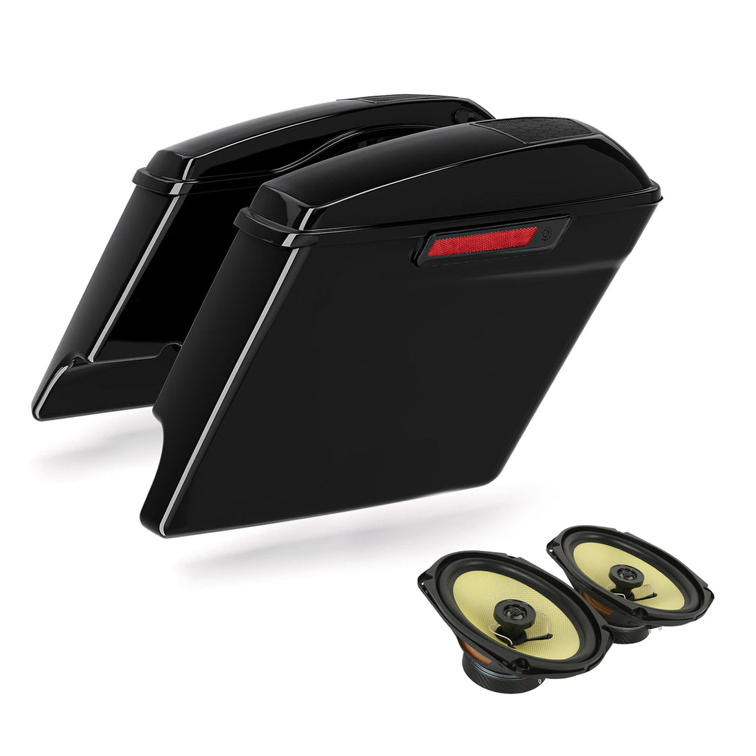 Vivid Black 5" Stretched Saddlebags & 6x9" Speakers Fit For Harley Touring 14-24