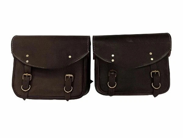 Fit For Royal Enfield Classic 350 500 Model Leather Saddle Bags Pair Rusty Brown