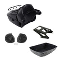 Black King Trunk Backrest Rack Speaker Mount Fit For Harley Touring Models 14-Up