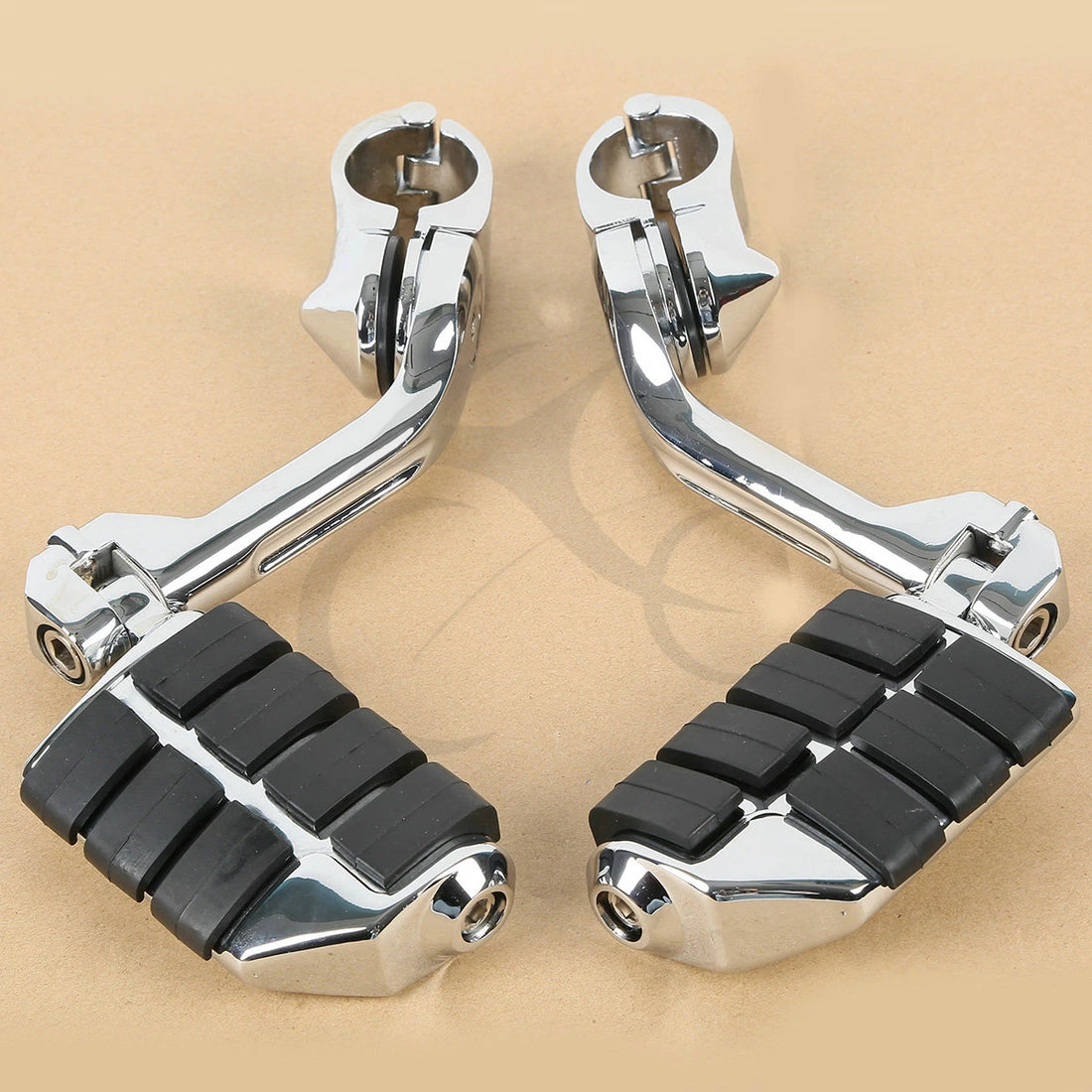 Chrome Long Highway Foot Pegs Fit For Harley Road King Street Glide 1-1/4" Bars