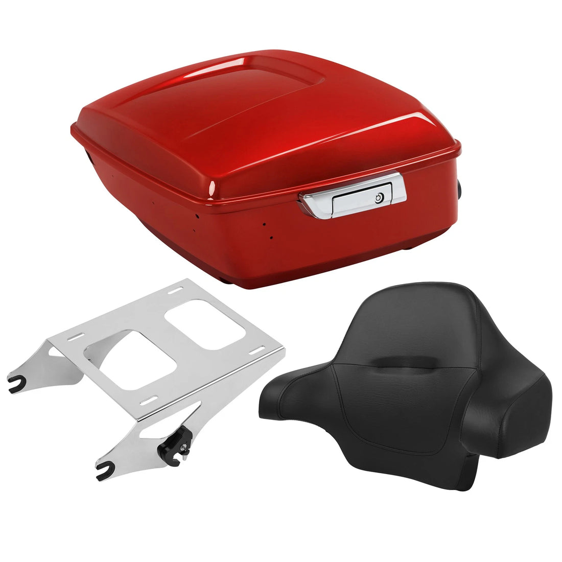 King Trunk Backrest Pad Mount Rack Fit For Harley Touring 2014-2025 Wicked Red