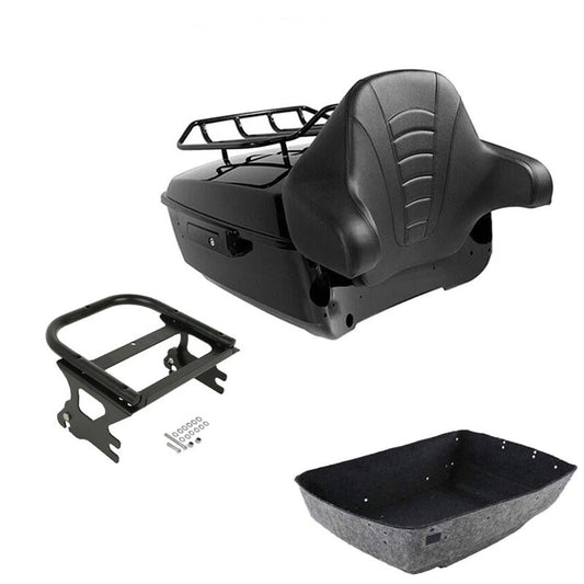 Black King Trunk Backrest Mount Rack Fits For Harley Touring 97-08