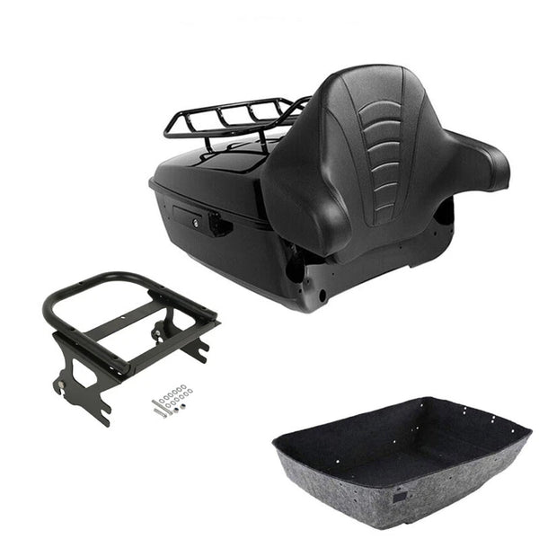Black King Trunk Backrest Mount Rack Fits For Harley Touring 97-08