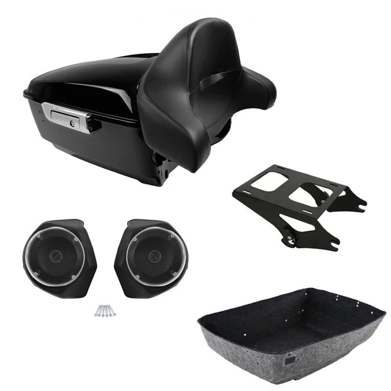 King Trunk Backrest Pad Speakers Mount Rack Fit For Harley Touring 2014-Up
