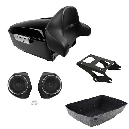 King Trunk Backrest Pad Speakers Mount Rack Fit For Harley Touring 2014-Up
