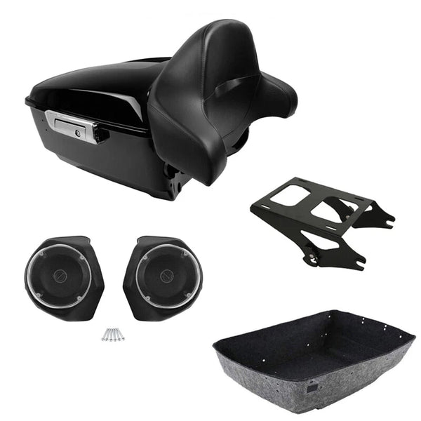 King Trunk Backrest Pad Speakers Mount Rack Fit For Harley Touring 2014-Up