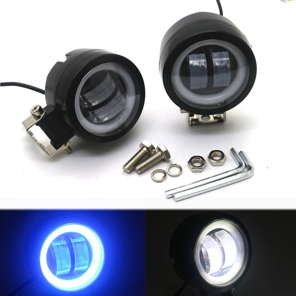 Black LED Passing Spot Fog Light Blue Angel Eye Halo Ring With Bracket For Honda