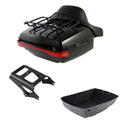 Black King Trunk Backrest Mount Rack LED Light Fit For Harley Touring 09-13