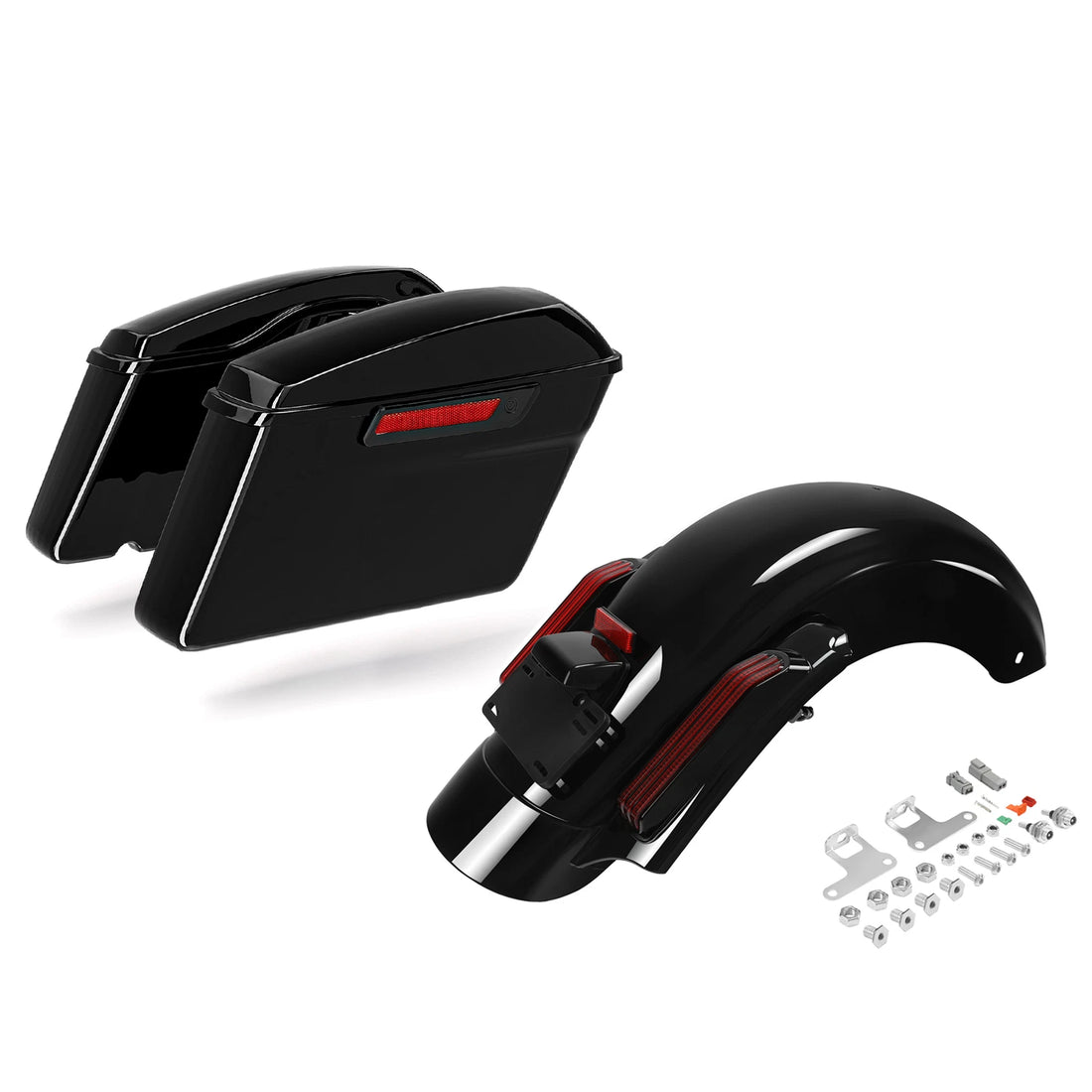 Hard Saddlebags & Rear LED Fender System Fit For Harley Cvo Road Glide 2014-2023