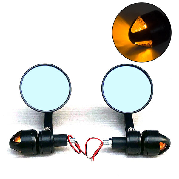 7/8" 22mm Turn signal Rear View Handle Bar End Side Rearview Mirrors For Honda